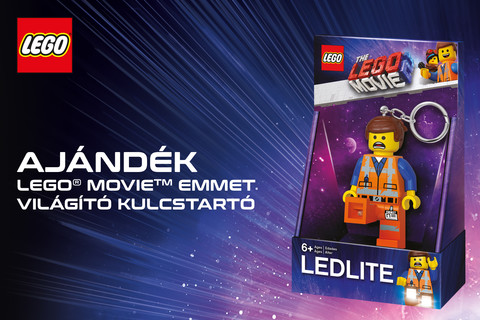 Ajándék LEGO Kaland Emmet Világító Kulcstartó!