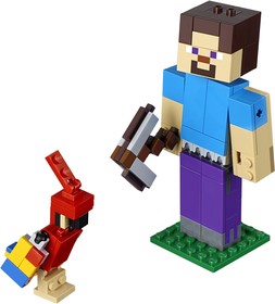 Minecraft BigFig Steve papagájjal