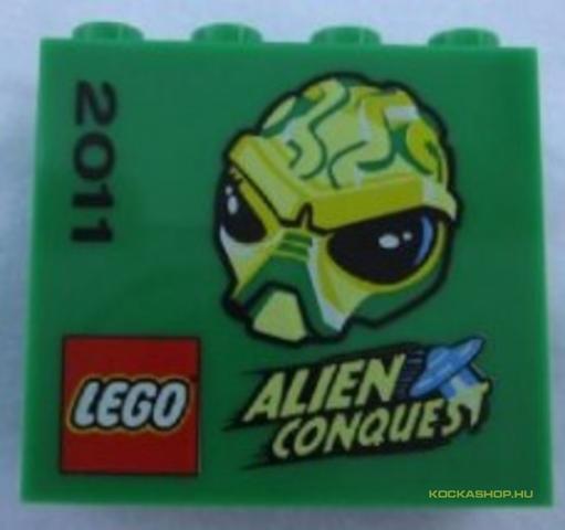 LEGO® Alkatrészek (Pick a Brick) 30144pb107 - Zöld 2x4x3 Alien Conquest Díszített Kocka