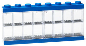 Minifigura kiállító, tároló doboz kék - 16 minifigurához