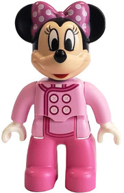 Duplo Figure Lego Ville, Minnie Mouse, Bright Pink Jacket, Dark Pink Legs (6226666 / 6269853)