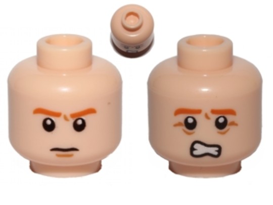 LEGO® Alkatrészek (Pick a Brick) 6004119 - Világos Testszínű Minifigura Fej - Dupla festéssel, Morcos és Ijedt arccal