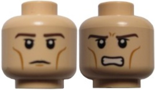 LEGO® Alkatrészek (Pick a Brick) 6005314 - Világos Testszínű Minifigura Fej - Dupla festéssel, Nyugodt és grimaszolós Arccal