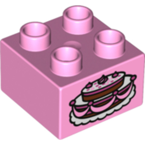 LEGO® Alkatrészek (Pick a Brick) 6056423 - Rózsaszín Duplo 2x2 kocka torta festéssel