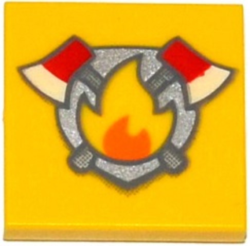LEGO® Alkatrészek (Pick a Brick) 6102829 - Sárga 2x2 Csempe - Tűzoltójelvény Minta
