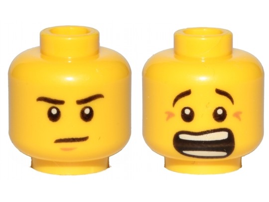 LEGO® Alkatrészek (Pick a Brick) 6123702 - Sárga Minifigura Fej Dupla Festéssel - Ijedt és Morcos arccal