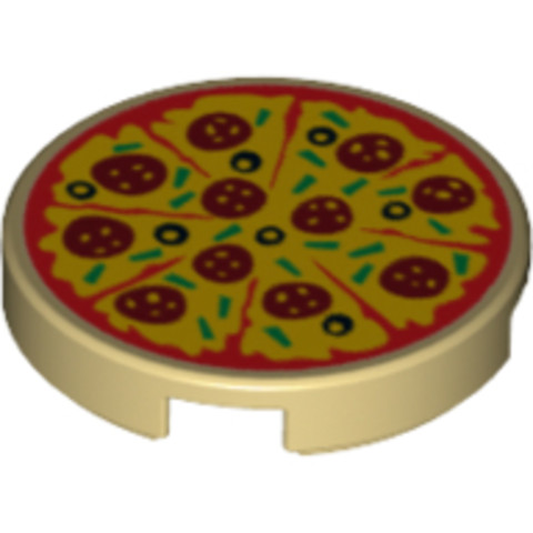 LEGO® Alkatrészek (Pick a Brick) 6174830 - Bézs 2x2 Kerek Csempe Pizza Festéssel