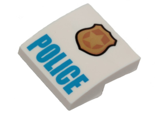 LEGO® City 6174872 - Fehér 2x2 ívelt elem Police matricával