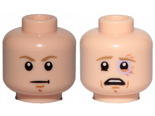 LEGO® Alkatrészek (Pick a Brick) 6238725 - Világos nugát minifigura fej, kétarcú (komor/monoklis)