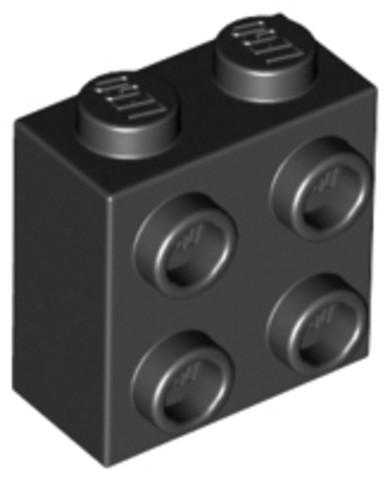 LEGO® Alkatrészek (Pick a Brick) 6275806 - Fekete 1x2x2 Kocka Oldalán 4 Csatlakozóval