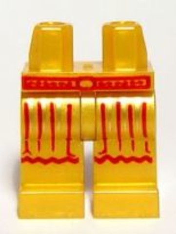 LEGO® Alkatrészek (Pick a Brick) 970c00pb085 - Gyöngyházarany Minifigura Láb Sötétpiros Övvel