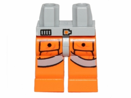 LEGO® Alkatrészek (Pick a Brick) 970c04pb03 - Világos Kékesszürke Minifigura Láb Narancsszínű Festéssel - Star Wars Pilóta Láb