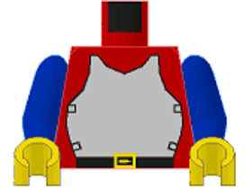 Minifigura Felsőrész páncélos felsőtest kék karokkal, piros törzzsel