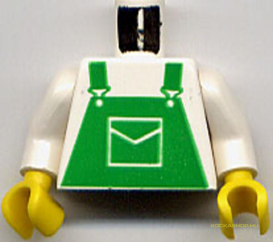 LEGO® Alkatrészek (Pick a Brick) 973pb0192c01 - Fehér Felsőrész Zöld Overál vestéssel