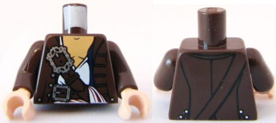 LEGO® Alkatrészek (Pick a Brick) 973pb0873c01 - Sötétbarna Minifigura Test - Dzseki Mintával (poc034 törzse)