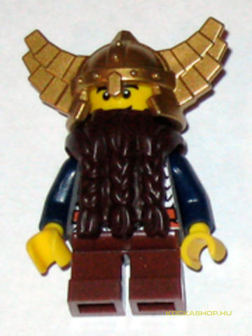 LEGO® Minifigurák cas430 - Fantasy Éra - Törpe, Sötétbarna szakáll, arany sisak