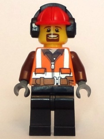 LEGO® Minifigurák cty0799 - Teher Terminál Dolgozó - Férfi, Fülvédős Sapkában
