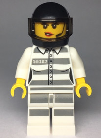 Sky Police - Jail Prisoner 50382 Prison Stripes, Female, Scowl with Red Lips and Open Mouth, Black H
