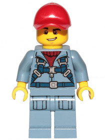 Ocean Mini-Submarine Pilot - Male, Harness, Sand Blue Legs with Pockets, Red Cap, Lopsided Grin