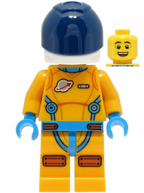 Lunar Research Astronaut - Male, Bright Light Orange and Dark Azure Suit, White Helmet, Dark Blue Vi