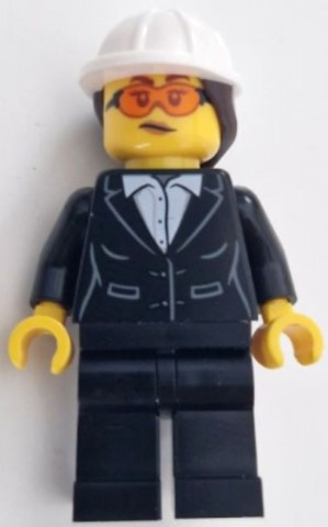 LEGO® Minifigurák cty1606 - Construction Engineer / Architect - Female, Black Suit Jacket, White Button Up Shirt, Black Legs, Gl