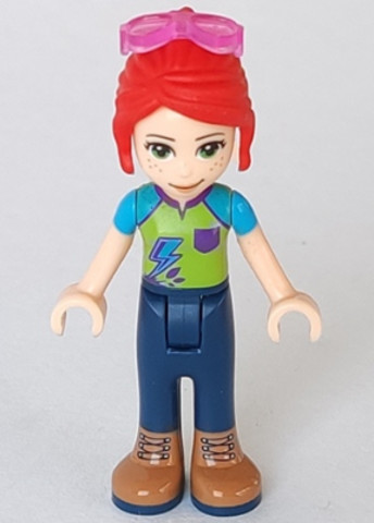 LEGO® Minifigurák frnd328 - Friends Mia - Dark Blue Trousers, Lime Top, Red Hair, Sunglasses