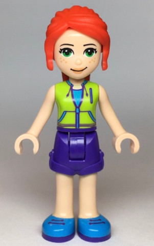 LEGO® Minifigurák frnd349 - Friends Mia - Dark Purple Shorts, Lime Jacket Top, Red Hair