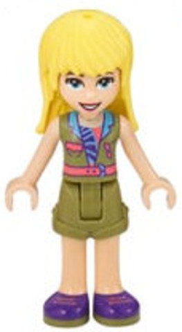 LEGO® Minifigurák frnd375 - Friends Stephanie - Olive Green Shorts and Top, Dark Purple Shoes