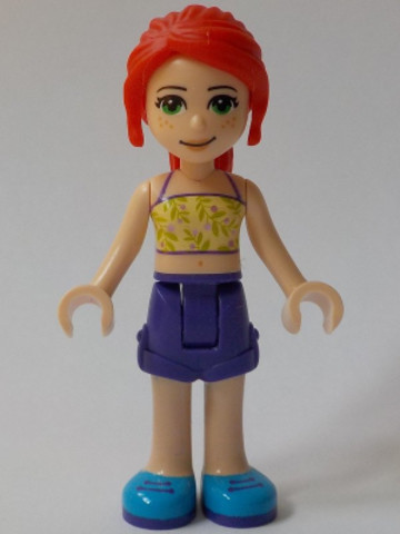 LEGO® Minifigurák frnd384 - Friends Mia - Dark Purple Shorts, Yellowish Green Top with Vines