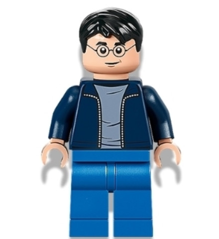 LEGO® Minifigurák hp338 - Harry Potter, Dark Blue Open Jacket, Blue Legs