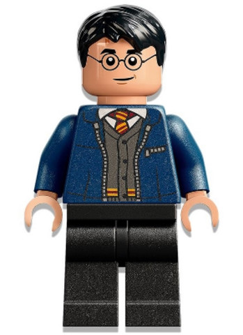 LEGO® Minifigurák hp346 - Harry Potter, Dark Blue Open Jacket over Gryffindor Cardigan Sweater, Black Legs