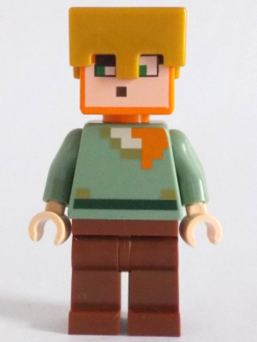 LEGO® Minifigurák min158 - Alex - vörösesbarna lábak, gyöngyház arany sisakkal