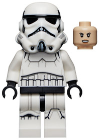 Imperial Stormtrooper - Female, Dual Molded Helmet with Gray Squares on Back, Light Nougat Head, Ang