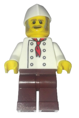 LEGO® Minifigurák twn310a - Chef, Moustache, Dark Tan and Gray Sideburns, Stubble, No Wrinkles Front or Back