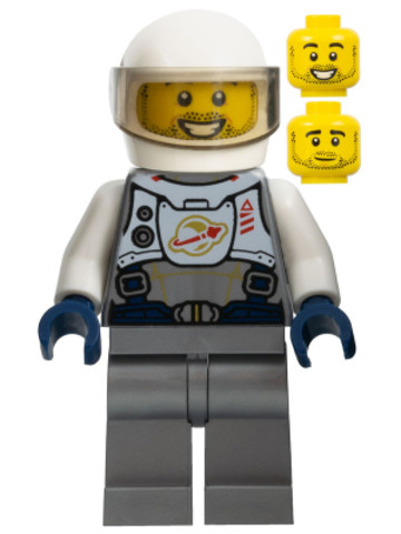 LEGO® Minifigurák twn400 - Astronaut - Male, Flat Silver Spacesuit with Harness and White Panel with Classic Space Logo, Stubbl