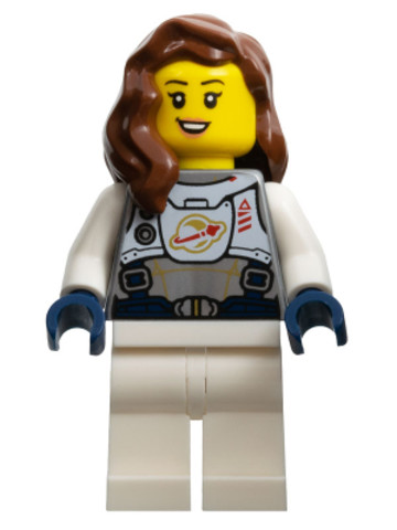 LEGO® Minifigurák twn411 - Astronaut - Female, Flat Silver Spacesuit with Harness and White Panel with Classic Space Logo, Redd