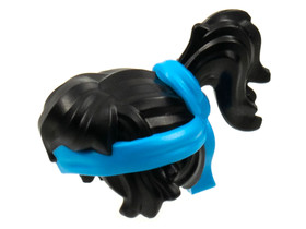 Fekete minifigura haj lófarokkal és sötét azúr fejpánttal (Ninjago - Nya)