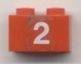 Piros 1x2 Kocka 2-es szám Matricával - Használt
