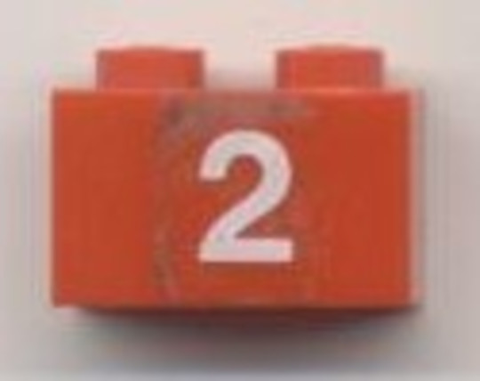 LEGO® Alkatrészek (Pick a Brick) 3004pb040 - Piros 1x2 Kocka 2-es szám Matricával - Használt