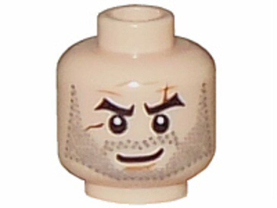 LEGO® Alkatrészek (Pick a Brick) 3626bpb0077 - Világos Nugát Minifigura Fej - Borostával és Sebhelyekkel (sw0396 feje)