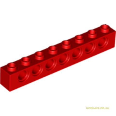 LEGO® Alkatrészek (Pick a Brick) 370221 - Piros 1X8 Technic Elem Oldalán 7 Lyukkal (használt)