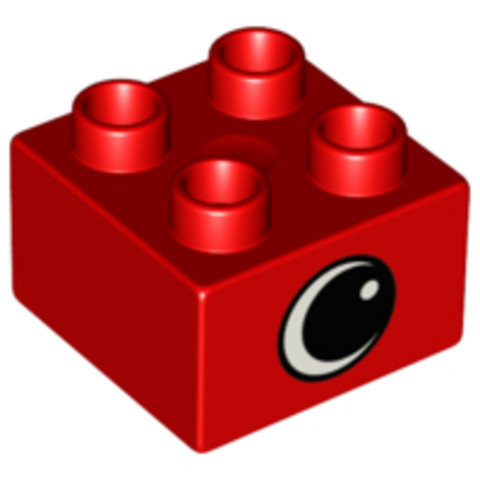 LEGO® Alkatrészek (Pick a Brick) 4107957 - Piros 2x2 DUPLO Kocka Elem Oldalán Szemmel