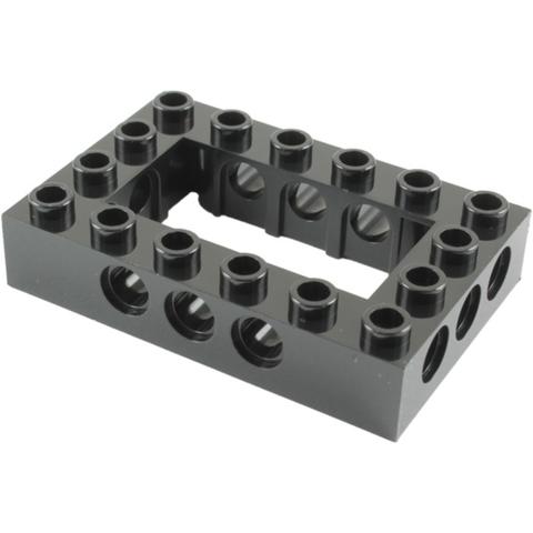 LEGO® Alkatrészek (Pick a Brick) 4144025 - Fekete 4 x 6 Technic elem közepén 2 x 4 üreggel
