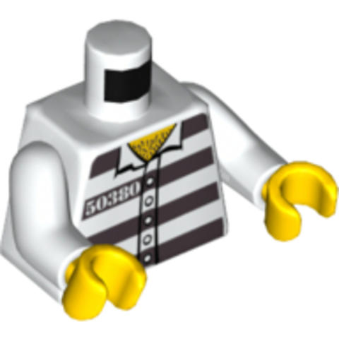 LEGO® Alkatrészek (Pick a Brick) 4275585 - Fehér Minifigura Felsőrész Rabruha