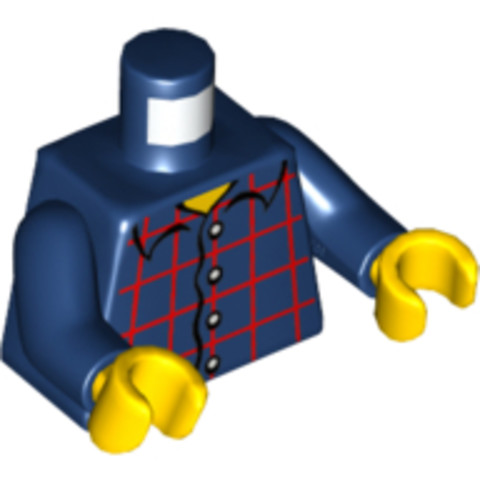 LEGO® Alkatrészek (Pick a Brick) 4275821 - Sötétkék Minifigura Felsőrész Piros Csíkos Ing Festéssel