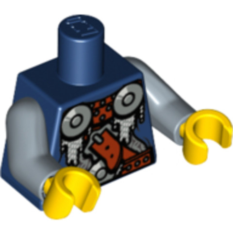 LEGO® Alkatrészek (Pick a Brick) 4276777 - Sötétkék Minifigura Felsőrész Szakadt Láncing Festéssel