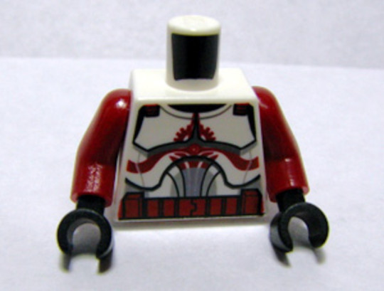 LEGO® Alkatrészek (Pick a Brick) 4551722 - SW Clone Trooper - Klón harcos páncél törzs, piros festéssel, bordó karokkal és fekete kezekkel
