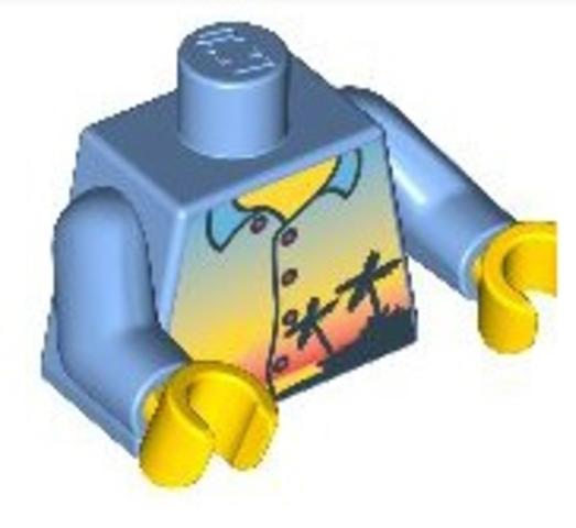 LEGO® Alkatrészek (Pick a Brick) 4552605 - Közép Kék Minifigura Felsőrész Ing