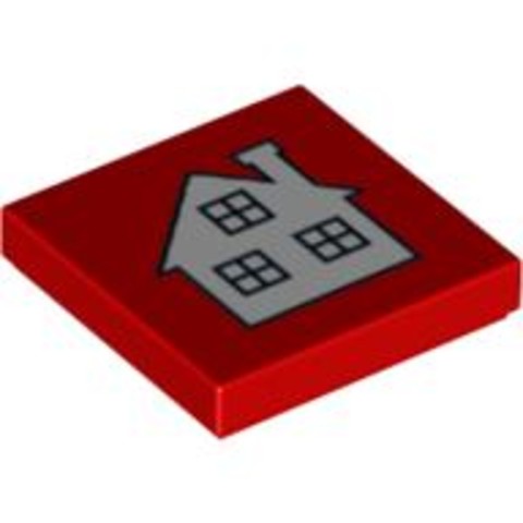 LEGO® Alkatrészek (Pick a Brick) 4559728 - Piros 2x2 Csempe Házikó Festéssel
