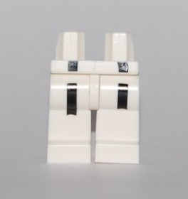 Fehér minifigura láb fekete öv mintával